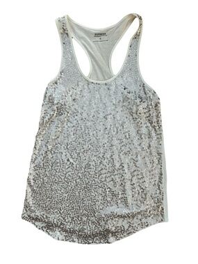 Express Women's Cream Sequin Front Tank